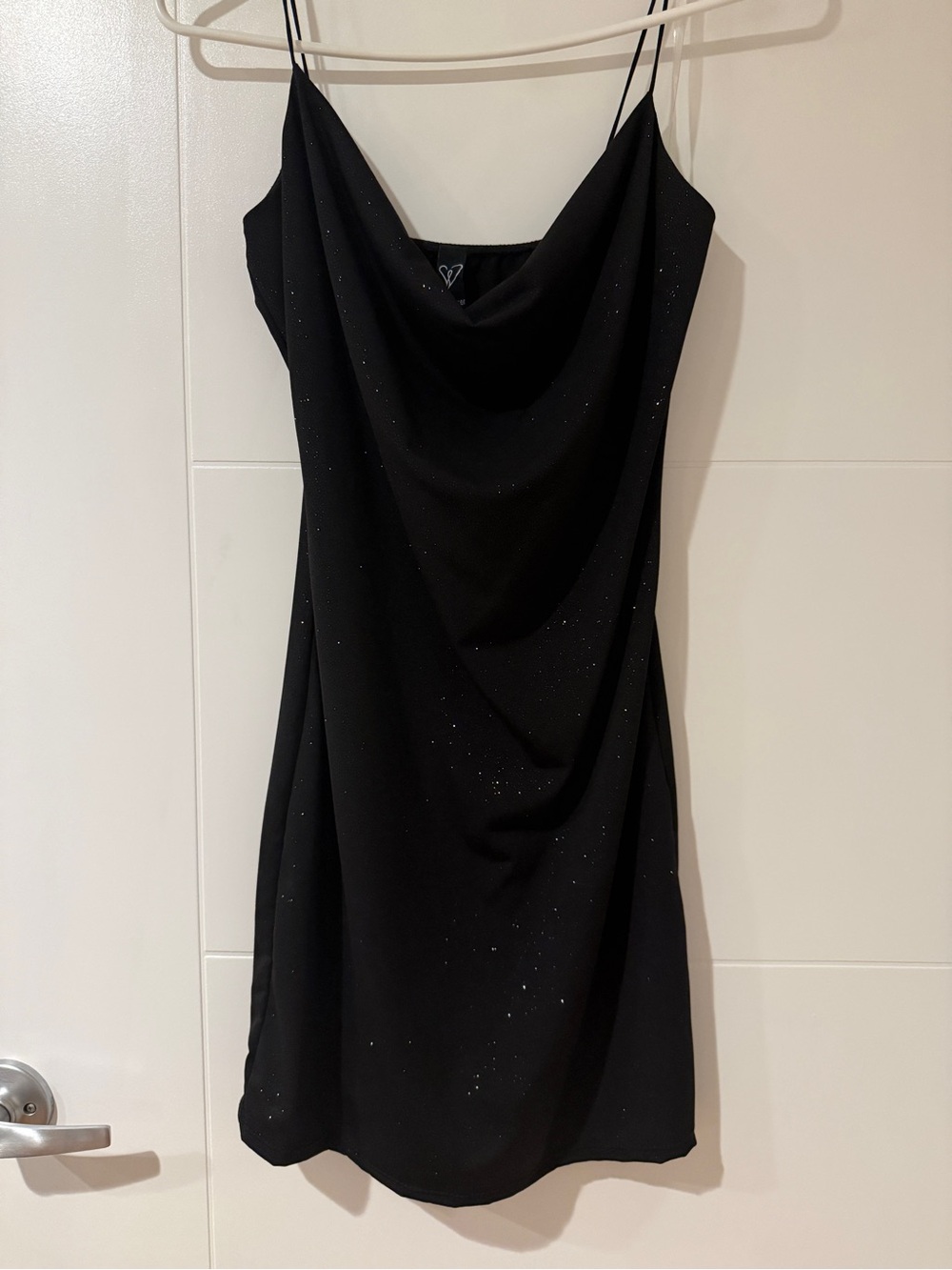 Windsor Black Sparkle Cowl Slip Mini Dress